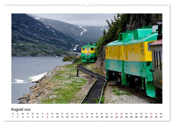 Produktbild: Destination SKAGWAY - Eine legend&auml;re Eisenbahnfahrt in Alaska (hochwertiger Premium Wandkalender 2026 DIN A2 quer), Kunstdruck in Hochglanz