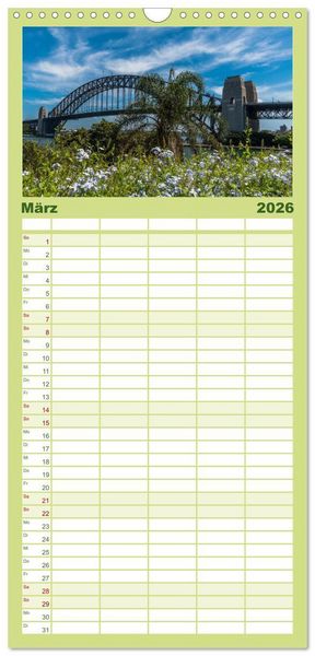 Produktbild: Familienplaner 2026 - Ein Tag in Sydney - eine etwas andere Sicht mit 5 Spalten (Wandkalender, 21 x 45 cm) CALVENDO