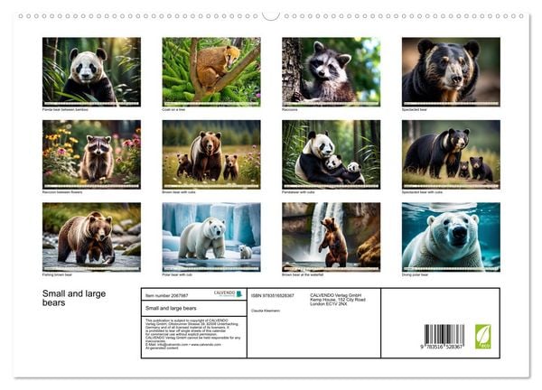 Produktbild: Small and large bears (High Quality Premium Wall Calendar 2026 DIN A2 landscape),CALVENDO 12 Month Wall Calendar