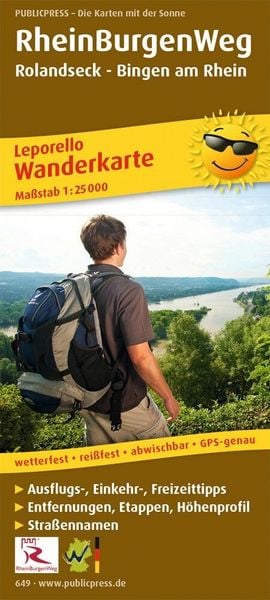 Produktbild: RheinBurgenWeg Wanderkarte 1 : 25 000