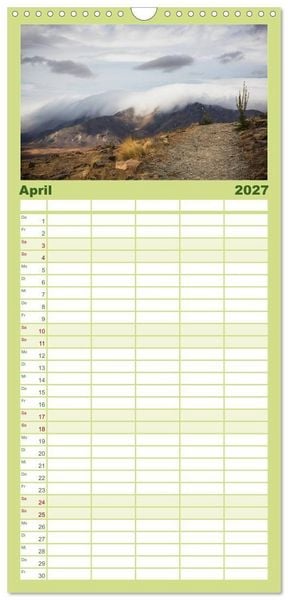 Produktbild: Familienplaner 2027 - Traumhafte Wege - Unterwegs auf Neuseelands S&uuml;dinsel mit 5 Spalten (Wandkalender, 21 x 45 cm) CALVENDO