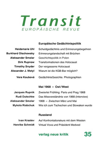 Produktbild: Transit 35. Europ&auml;ische Revue