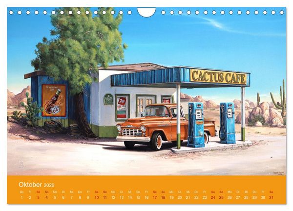 Produktbild: Route US 66 Momente Gem&auml;lde von Georg Huber (Wandkalender 2026 DIN A4 quer), CALVENDO Monatskalender