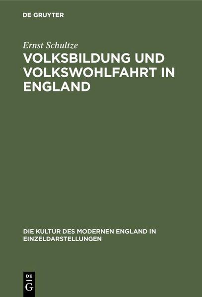 Produktbild: Volksbildung und Volkswohlfahrt in England