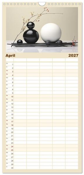 Produktbild: Familienplaner 2027 - Zen mit 5 Spalten (Wandkalender, 21 x 45 cm) CALVENDO