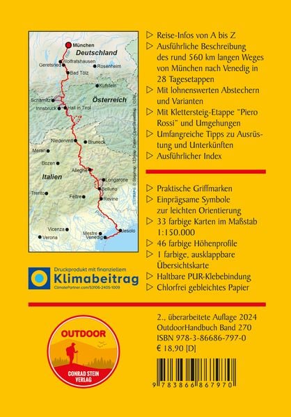 Produktbild: M&uuml;nchen &ndash; Venedig &uuml;ber die Alpen in 28 Etappen