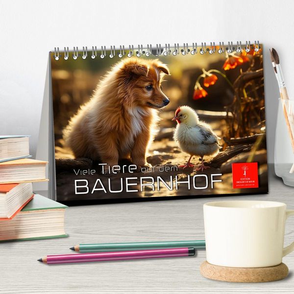 Produktbild: Viele Tiere auf dem Bauernhof (Tischkalender 2026 DIN A5 quer), CALVENDO Monatskalender