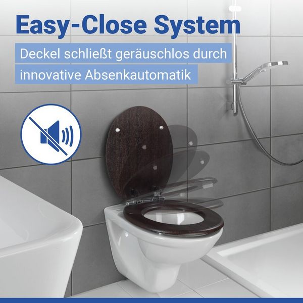 Produktbild: WC Sitz Mod. Wenge Dunkelbraun, stabiler Toilettensitz mit Absenkautomatik