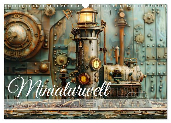 Produktbild: Miniaturwelt Faszinierend winzige H&auml;user im Steampunk-Stil (Wandkalender 2026 DIN A3 quer), CALVENDO Monatskalender