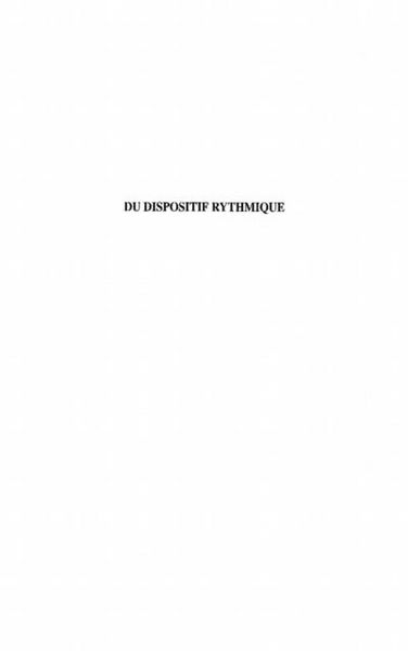 Produktbild: Du Dispositif Rythmique