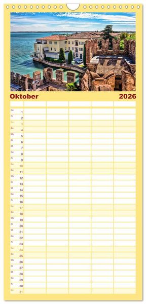Produktbild: Familienplaner 2026 - Malcesine und Sirmione, Sch&ouml;nheiten am Gardasee mit 5 Spalten (Wandkalender, 21 x 45 cm) CALVENDO