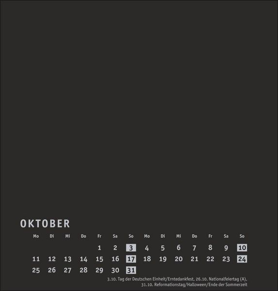 Produktbild: Premium-Bastelkalender schwarz mittel 2027