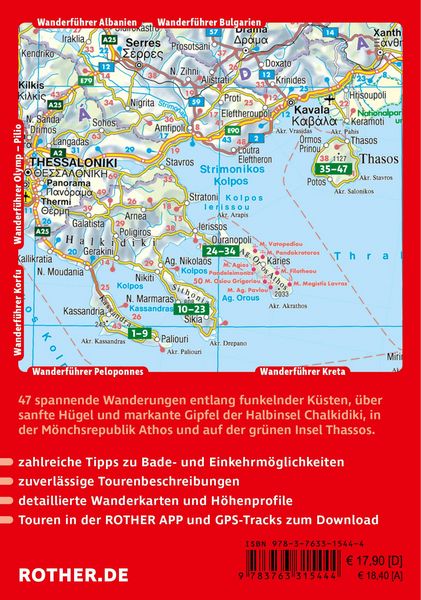 Produktbild: ROTHER Wanderf&uuml;hrer Chalkidiki - Thassos. 47 Touren auf Kassandra und Sithonia, in der M&ouml;nchsrepublik Athos und auf der Insel Thassos