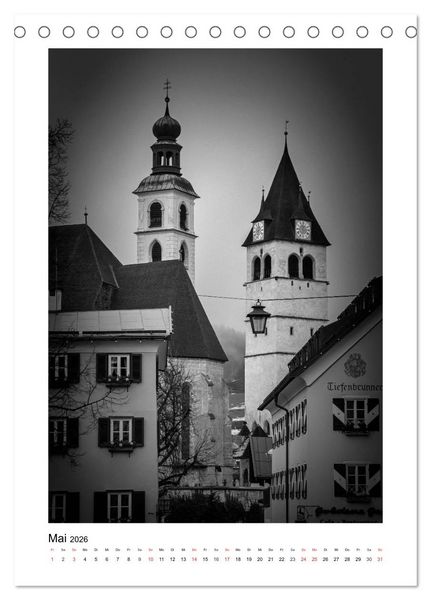 Produktbild: Kitzb&uuml;hel Monochrom (Tischkalender 2026 DIN A5 hoch), CALVENDO Monatskalender