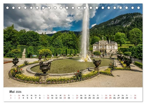 Produktbild: Schl&ouml;sser und G&auml;rten S&uuml;ddeutschland (Tischkalender 2026 DIN A5 quer), CALVENDO Monatskalender