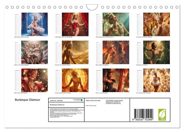 Produktbild: Burlesque Glamour (Wandkalender 2027 DIN A4 quer), CALVENDO Monatskalender