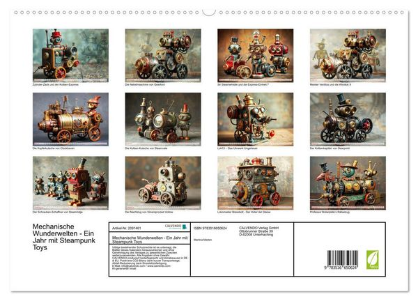 Produktbild: Mechanische Wunderwelten - Ein Jahr mit Steampunk Toys (hochwertiger Premium Wandkalender 2026 DIN A2 quer), Kunstdruck in Hochglanz