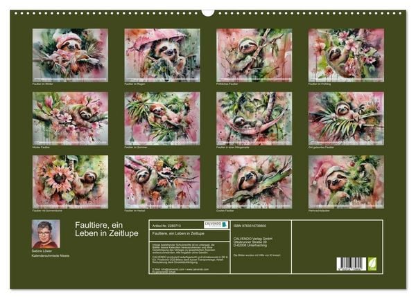 Produktbild: Faultiere, ein Leben in Zeitlupe (Wandkalender 2026 DIN A2 quer), CALVENDO Monatskalender