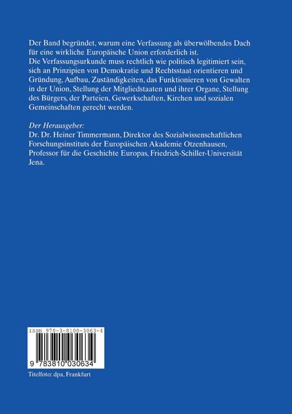 Produktbild: Eine Verfassung f&uuml;r die Europ&auml;ische Union