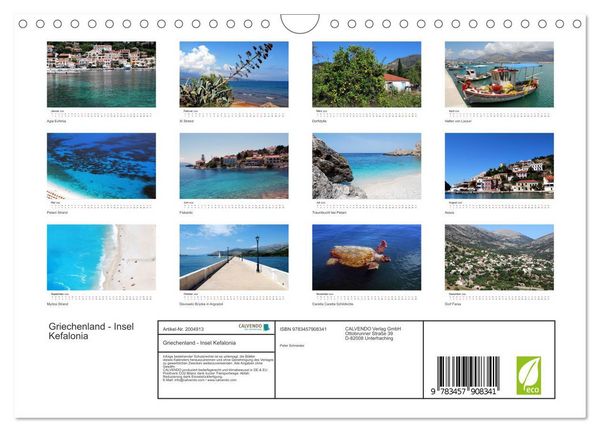 Produktbild: Griechenland - Insel Kefalonia (Wandkalender 2026 DIN A4 quer), CALVENDO Monatskalender