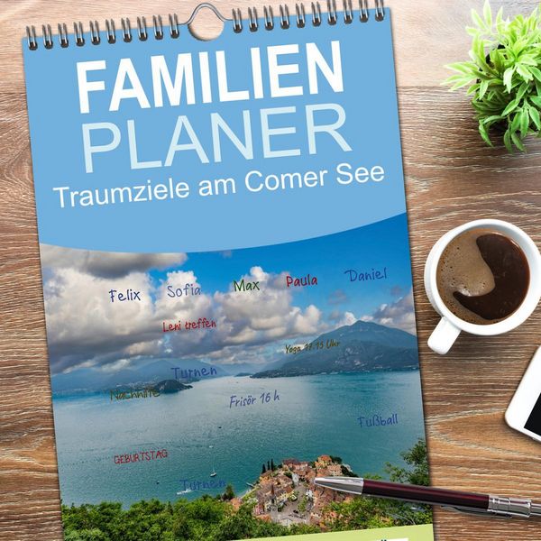 Produktbild: Familienplaner 2026 - Traumziele am Comer See mit 5 Spalten (Wandkalender, 21 x 45 cm) CALVENDO