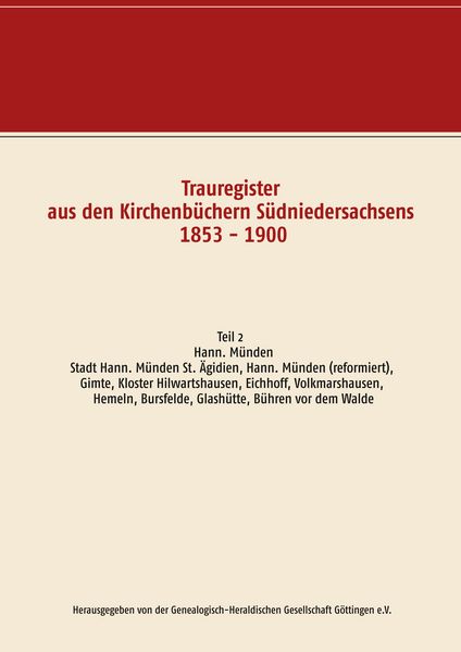 Produktbild: Trauregister aus den Kirchenb&uuml;chern S&uuml;dniedersachsens 1853 - 1900
