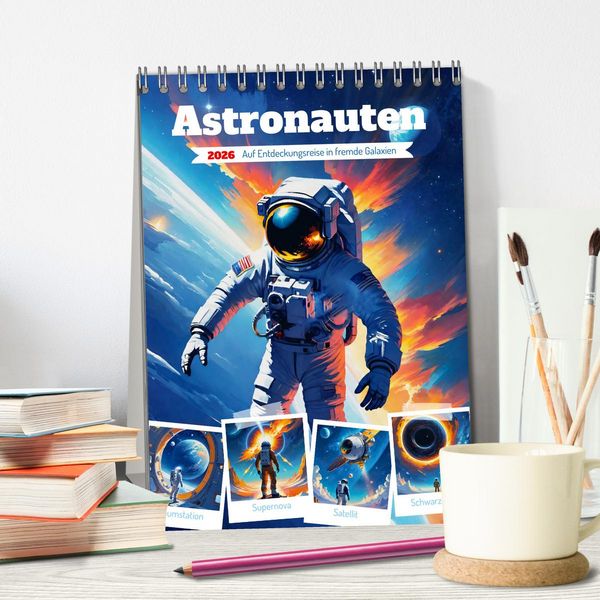 Produktbild: Astronauten. Auf Entdeckungsreise in fremde Galaxien (Tischkalender 2026 DIN A5 hoch), CALVENDO Monatskalender