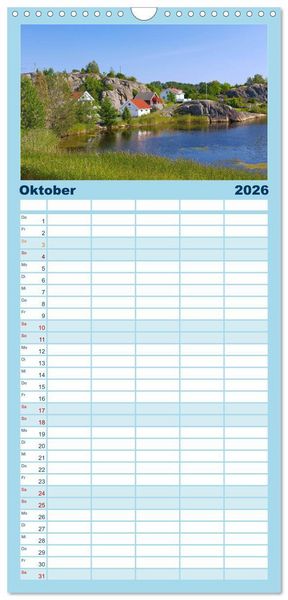 Produktbild: Familienplaner 2026 - Faszination Skandinavien mit 5 Spalten (Wandkalender, 21 x 45 cm) CALVENDO