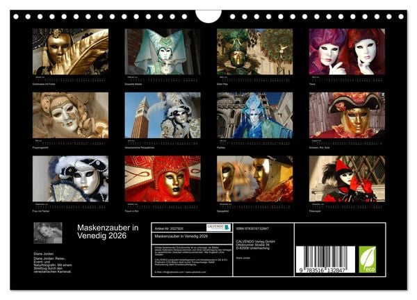 Produktbild: Maskenzauber in Venedig 2026 (Wandkalender 2026 DIN A4 quer), CALVENDO Monatskalender