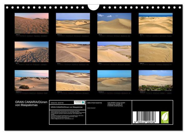 Produktbild: GRAN CANARIA/D&uuml;nen von Maspalomas (Wandkalender 2026 DIN A4 quer), CALVENDO Monatskalender