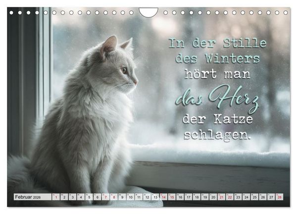 Produktbild: Katzenpoesie - Herzber&uuml;hrende Verse (Wandkalender 2026 DIN A4 quer), CALVENDO Monatskalender