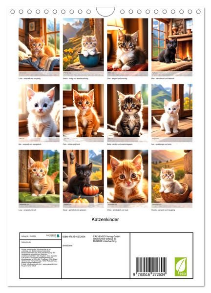 Produktbild: Katzenkinder (Wandkalender 2026 DIN A4 hoch), CALVENDO Monatskalender