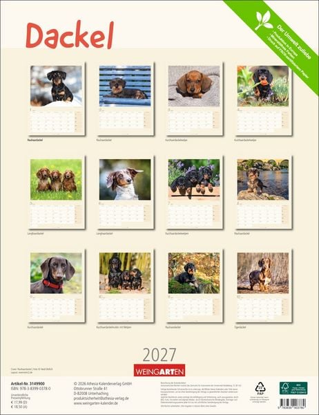 Produktbild: Dackel Kalender 2027