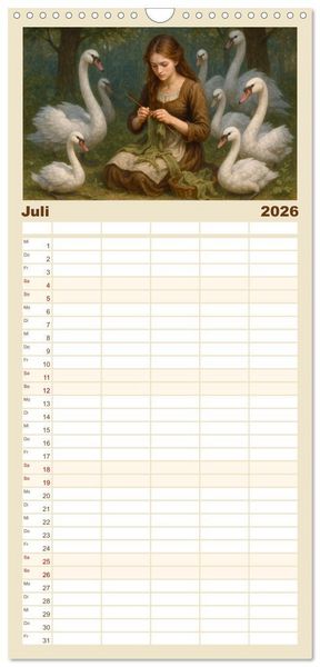 Produktbild: Familienplaner 2026 - Hans Christian Andersen. Sein Leben, seine Werke mit 5 Spalten (Wandkalender, 21 x 45 cm) CALVENDO