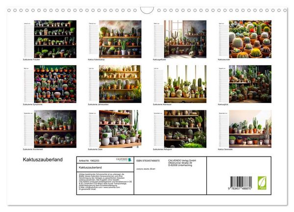 Produktbild: Kaktuszauberland (Wandkalender 2026 DIN A3 quer), CALVENDO Monatskalender