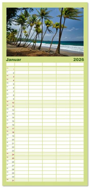 Produktbild: Familienplaner 2026 - Guadeloupe - Karibische Traumstr&auml;nde mit 5 Spalten (Wandkalender, 21 x 45 cm) CALVENDO