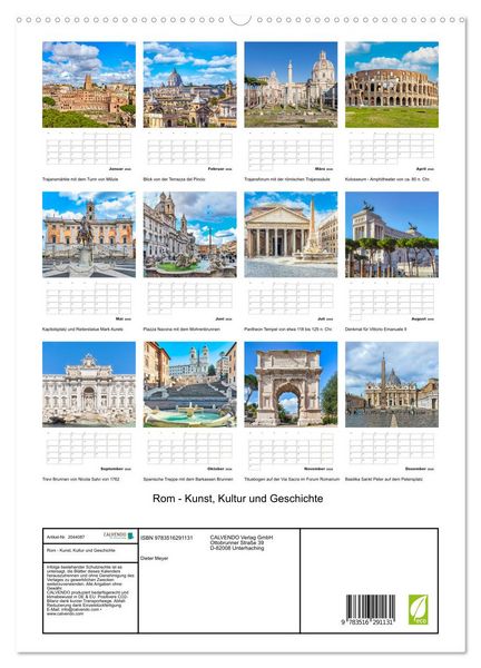 Produktbild: Rom - Kunst, Kultur und Geschichte (hochwertiger Premium Wandkalender 2026 DIN A2 hoch), Kunstdruck in Hochglanz