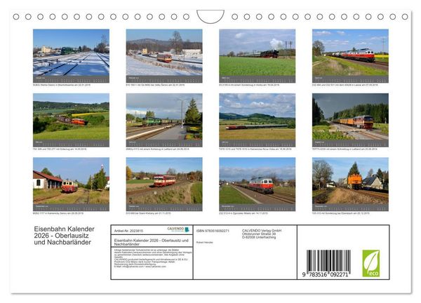 Produktbild: Eisenbahn Kalender 2026 - Oberlausitz und Nachbarl&auml;nder (Wandkalender 2026 DIN A4 quer), CALVENDO Monatskalender