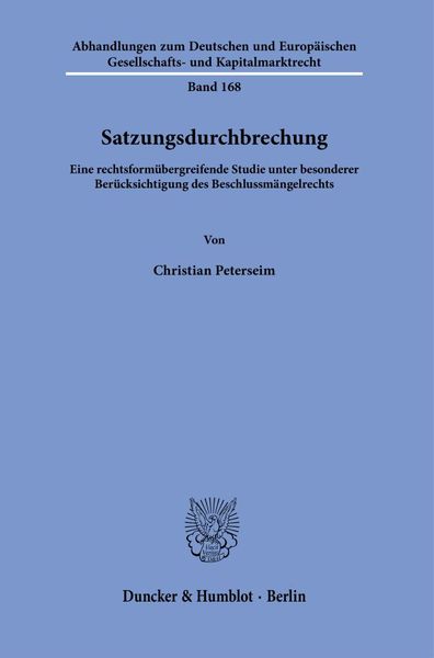 Produktbild: Satzungsdurchbrechung.