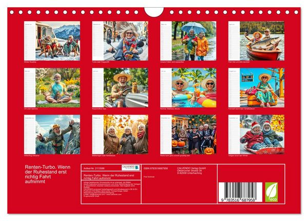 Produktbild: Renten-Turbo. Wenn der Ruhestand erst richtig Fahrt aufnimmt (Wandkalender 2026 DIN A4 quer), CALVENDO Monatskalender