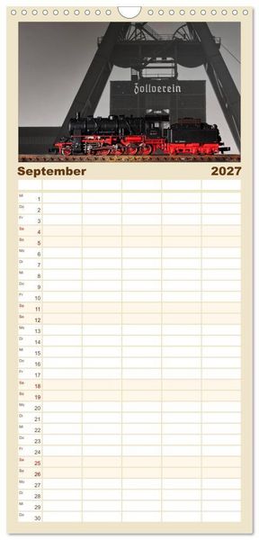 Produktbild: Familienplaner 2027 - Dampflokomotiven in Spur N mit 5 Spalten (Wandkalender, 21 x 45 cm) CALVENDO