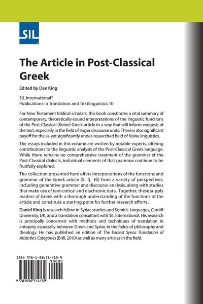 Produktbild: The Article in Post-Classical Greek