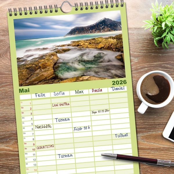 Produktbild: Familienplaner 2026 - Lofoten - Eine Reise durch Nordnorwegen mit 5 Spalten (Wandkalender, 21 x 45 cm) CALVENDO