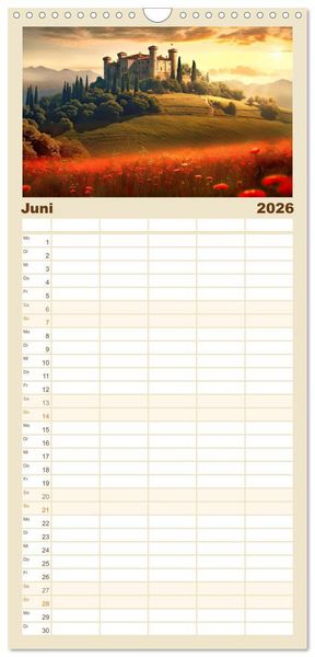 Produktbild: Familienplaner 2026 - Malerische Ritterburgen mit 5 Spalten (Wandkalender, 21 x 45 cm) CALVENDO