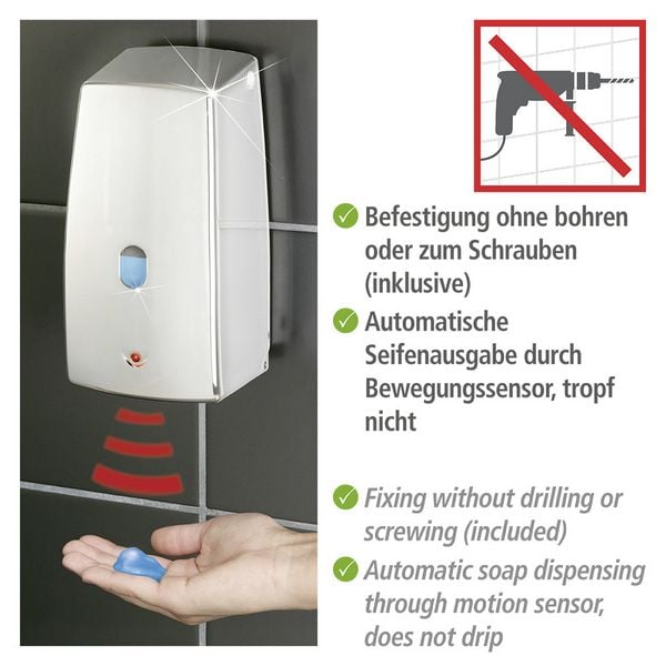 Produktbild: Infrarot Seifenspender Mod. Treviso Chrom 650 ml, automatischer Fl&uuml;ssigseifen-Spender, 650 ml