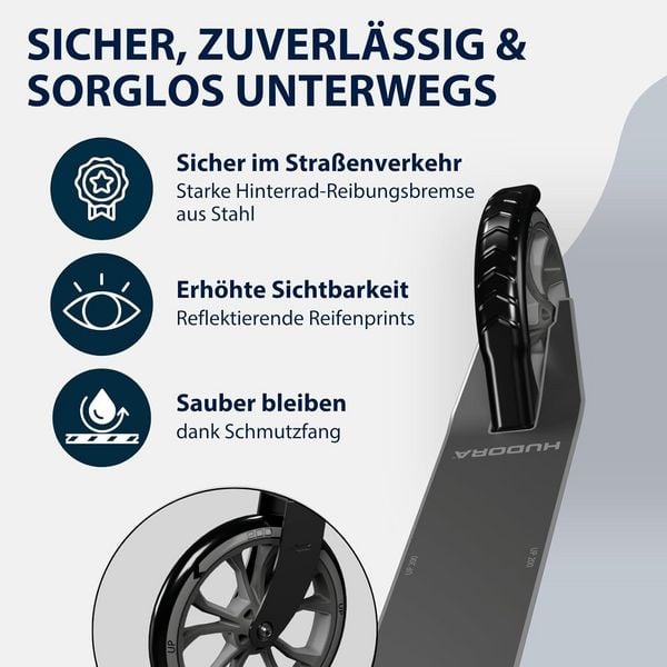 Produktbild: HUDORA 14468 - Scooter Up 200, iron, grau, Alu-Cityroller