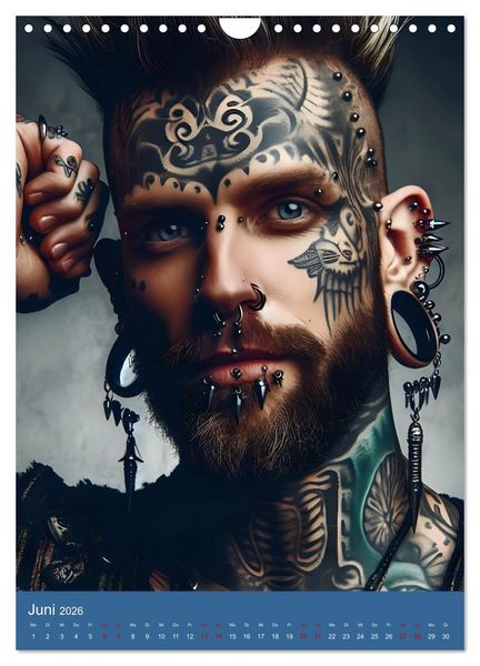 Produktbild: Tattoo und Piercing Men (Wandkalender 2026 DIN A4 hoch), CALVENDO Monatskalender