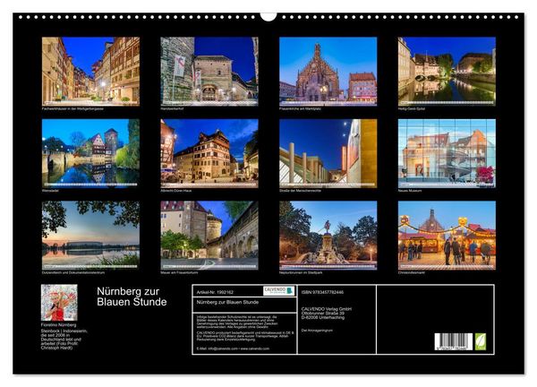 Produktbild: N&uuml;rnberg zur Blauen Stunde (Wandkalender 2026 DIN A2 quer), CALVENDO Monatskalender