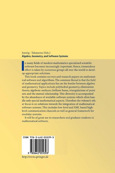 Produktbild: Algebra, Geometry and Software Systems