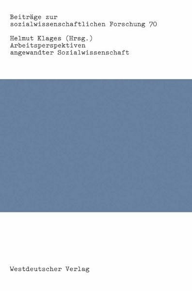 Produktbild: Arbeitsperspektiven angewandter Sozialwissenschaft